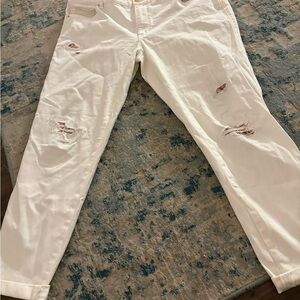 White House Black Market Distressed Ankle Jeans - Cream